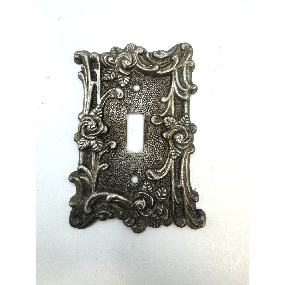 AmerTack & Howe 1967 Silver Metal Ornate Switch Plate Vintage
